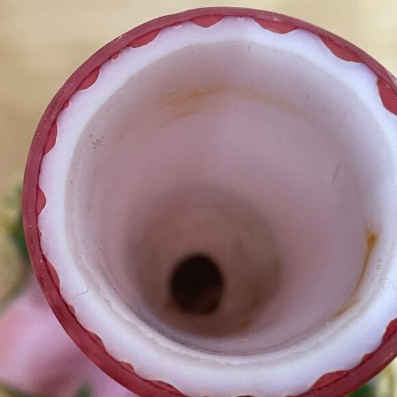 Thomas Webb Enameled Pink Satin Art Glass Vase With Beaded Flowers GUC - Picture 7 of 11